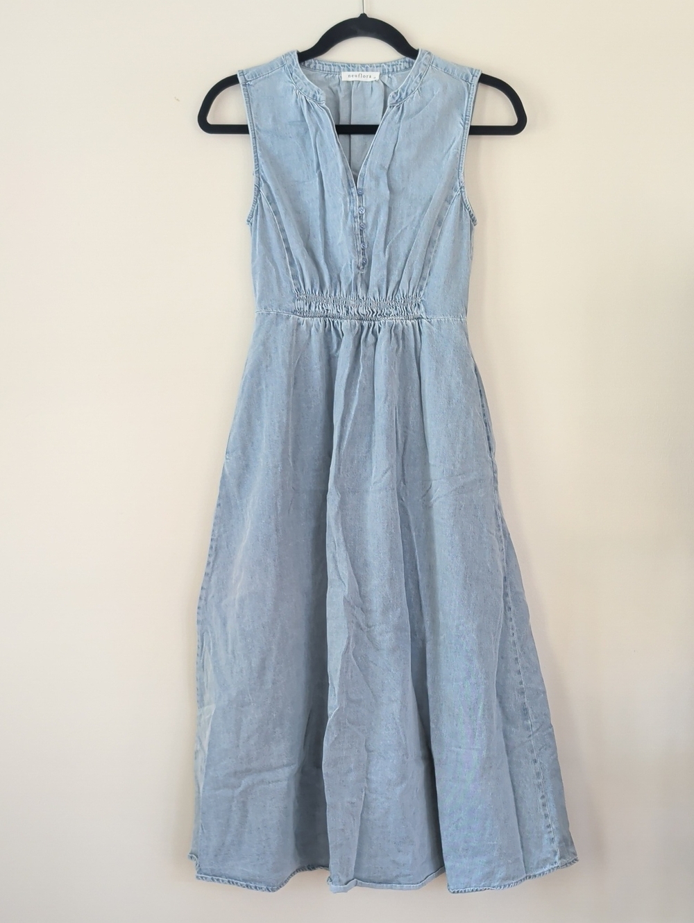 Sleeveless Light Chambray Maxi Dress - Casual A-Line